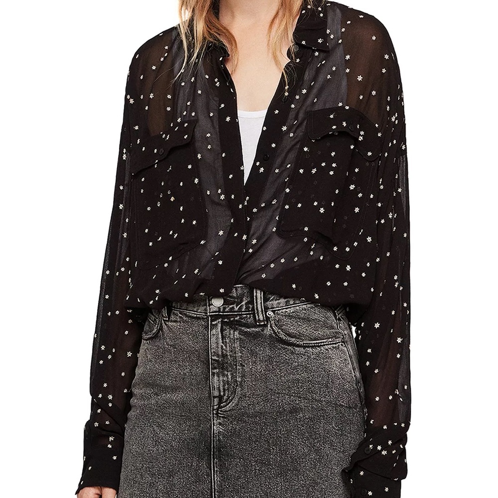 AllSaints Amari Star Embroidered Shirt